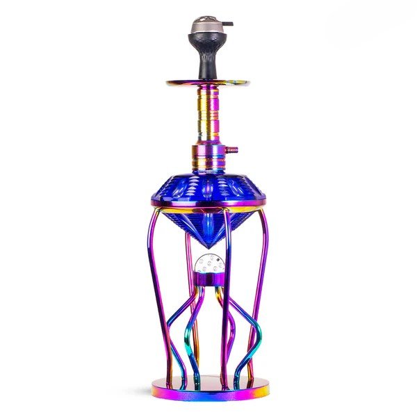 Gemstone Hookah - Rainbow Stem (Blue Base)