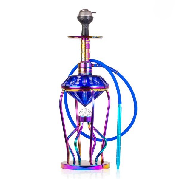 Gemstone Hookah - Rainbow Stem (Blue Base)