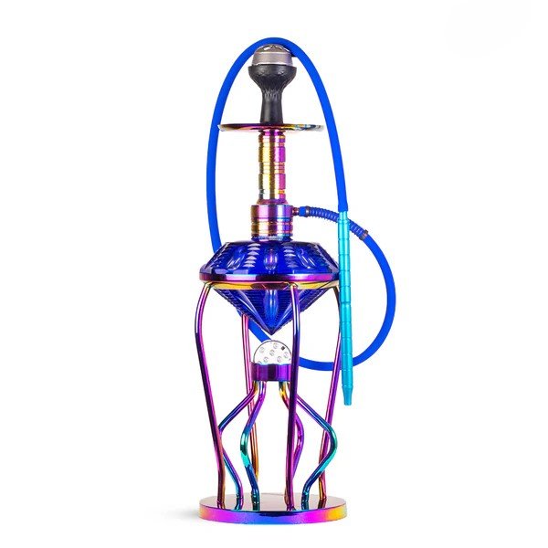 Gemstone Hookah - Rainbow Stem (Blue Base)