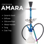 COCOYAYA Amara Hookah with 4 Pipes - White Base/Rainbow Stem
